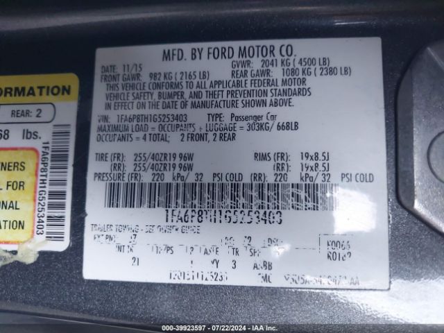 1FA6P8TH1G5253403 Ford Mustang Ecoboost