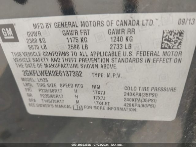 2GKFLWEK0E6137392 GMC Terrain Sle-2