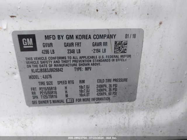 KL4CJBSB3JB626842 Buick Encore Preferred Ii