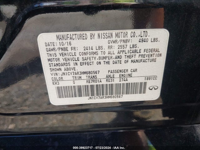 JN1CV7AR3HM680567 Infiniti Q50 2.0t Premium