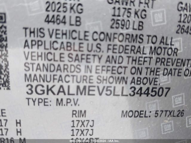 3GKALMEV5LL344507 GMC Terrain Fwd Sle