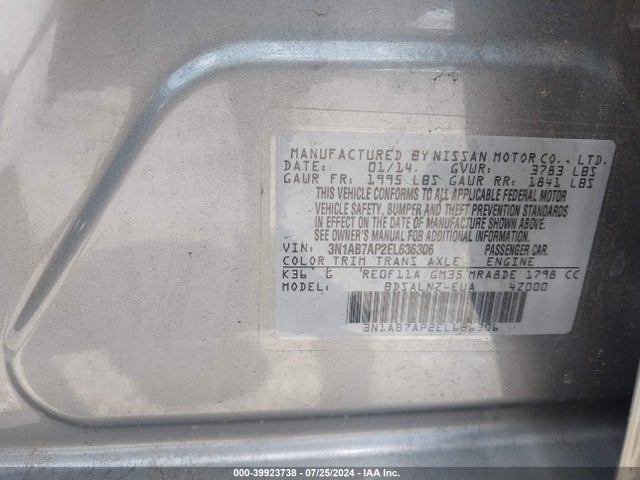 Nissan Sentra Fe+ Sv 2014 3N1AB7AP2EL636306 Image 9