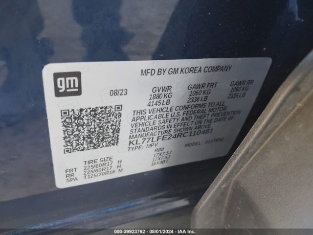 KL77LFE24RC110481 Chevrolet Trax Fwd Sp