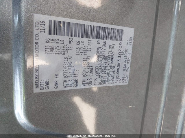 5N1DL0MN2HC510709 Infiniti QX60