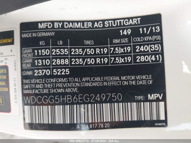 WDCGG5HB6EG249750 Mercedes-Benz GLK 350
