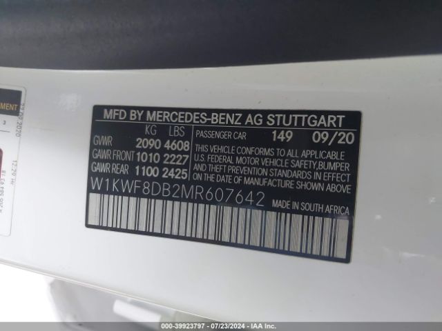 W1KWF8DB2MR607642 Mercedes-Benz C 300 Sedan