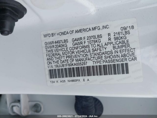 19UUB1F60KA005257 Acura Tlx Tech   A-spec Pkgs