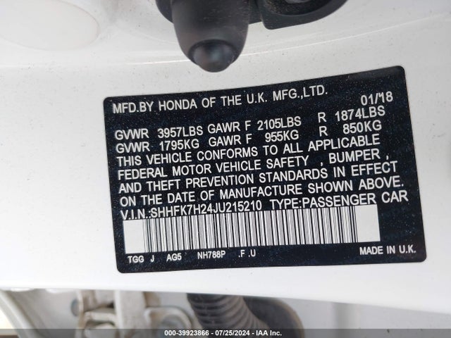 Honda Civic Lx 2018 SHHFK7H24JU215210 Image 9