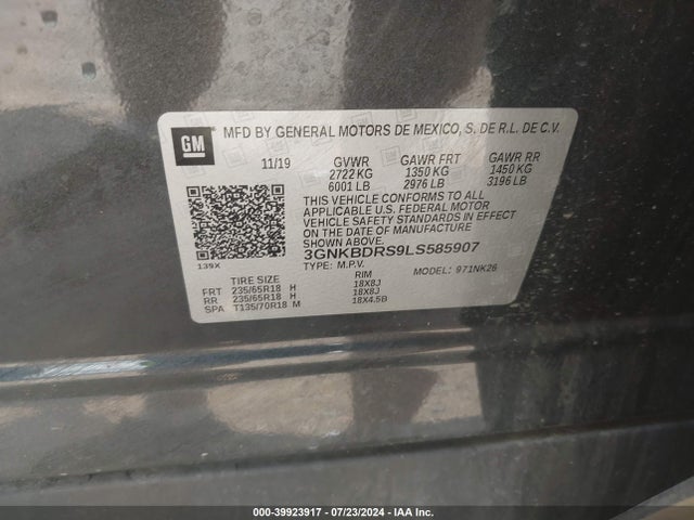 Chevrolet Blazer Fwd 3lt 2020 3GNKBDRS9LS585907 Image 9
