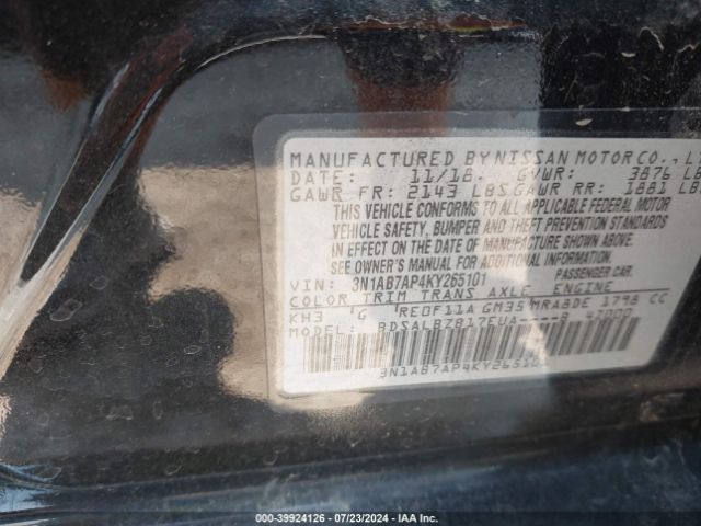 3N1AB7AP4KY265101 Nissan SENTRA S