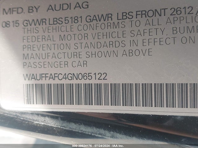 WAUFFAFC4GN065122 Audi A6 2.0t Premium
