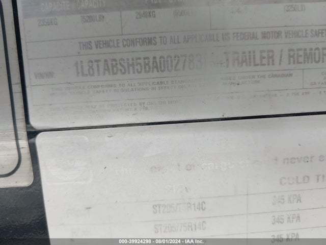 39924298 :رقم المزاد ، GQE23003B111 vin ، 2011 Epic Wakeboat مزاد بيع