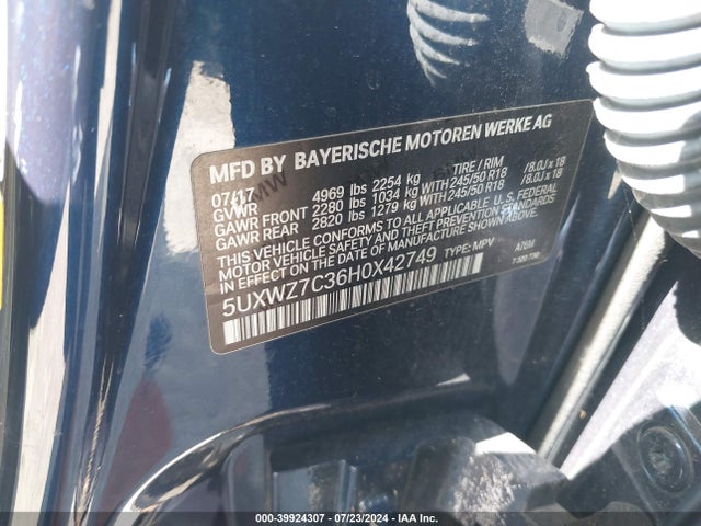 5UXWZ7C36H0X42749 BMW X3 Sdrive28i