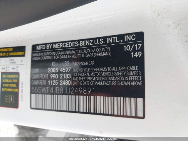 55SWF4JB8JU249891 Mercedes-Benz C 300