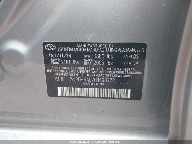 Hyundai ELANTRA SE 2015 5NPDH4AE7FH598272 Image 9
