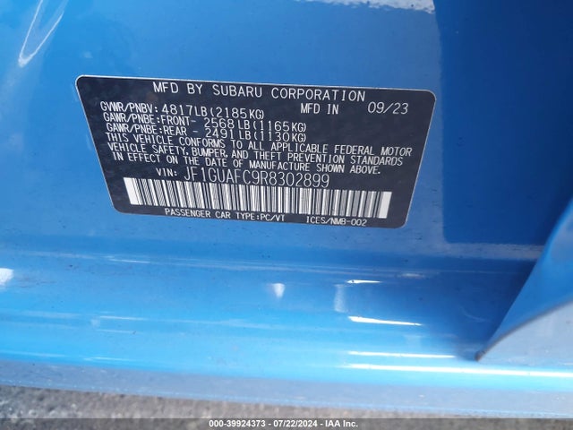 JF1GUAFC9R8302899 Subaru Impreza Sport 5-door