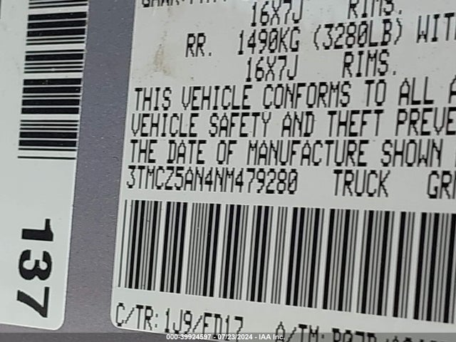 3TMCZ5AN4NM479280 Toyota Tacoma Trd Off Road