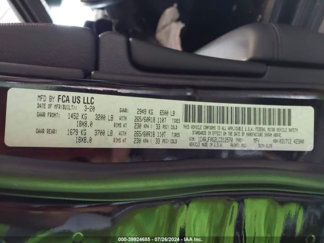 1C4RJFAG2LC312570 Jeep Grand Cherokee North Edition 4x4