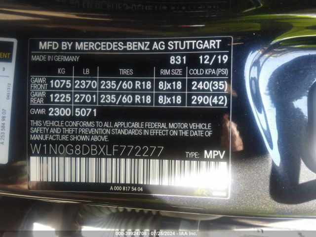 W1N0G8DBXLF772277 Mercedes-Benz GLC 300