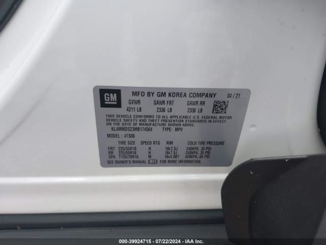 KL4MMDS23MB174564 Buick Encore Gx Fwd Select