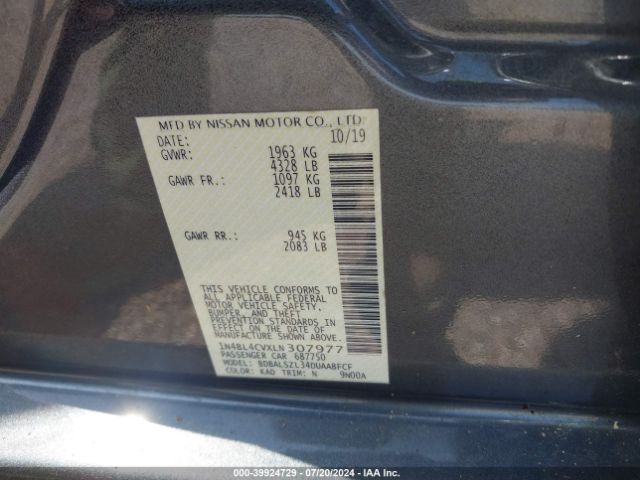 1N4BL4CVXLN307977 Nissan Altima Sr Fwd