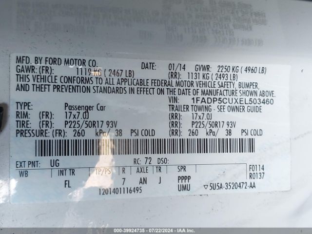 1FADP5CUXEL503460 Ford C-max Energi Sel