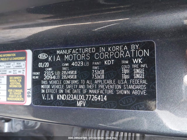 KIA Soul X-line 2020 KNDJ23AUXL7726414 Image 9