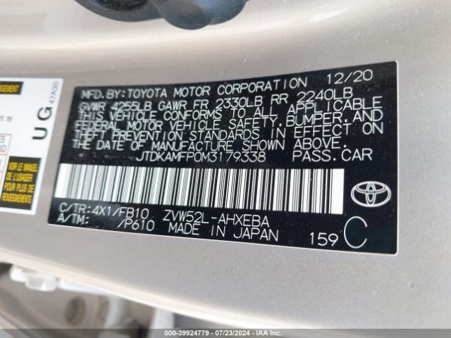 JTDKAMFP0M3179338 Toyota Prius Prime Le