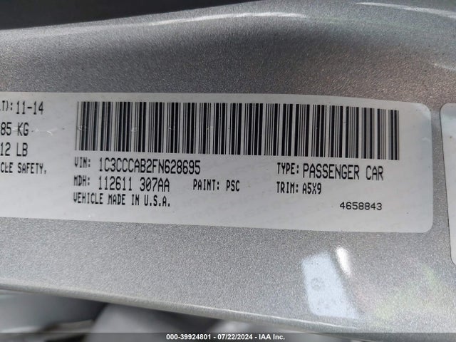 1C3CCCAB2FN628695 Chrysler 200 Limited
