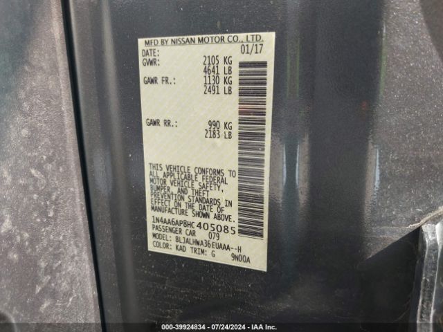 1N4AA6AP8HC405085 Nissan Maxima 3.5 Platinum