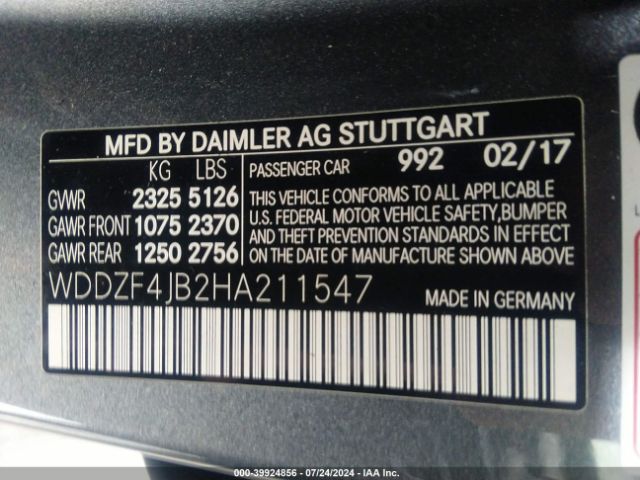 WDDZF4JB2HA211547 Mercedes-Benz E 300