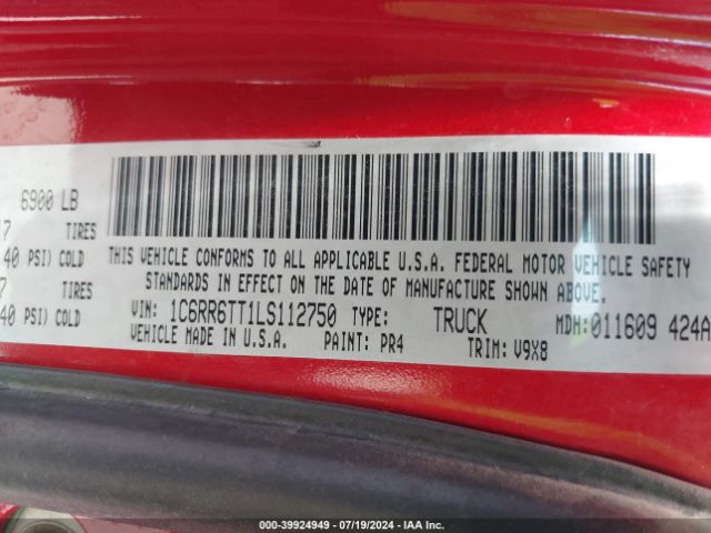 1C6RR6TT1LS112750 RAM 1500 Classic Slt  4x2 6'4 Box