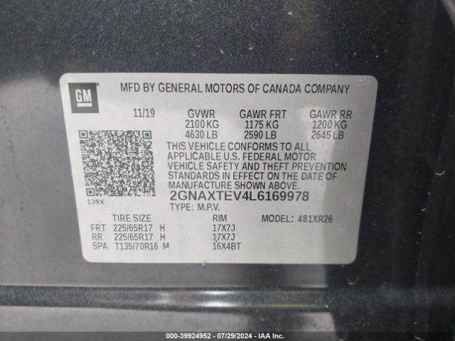 2GNAXTEV4L6169978 Chevrolet Equinox Awd 2fl