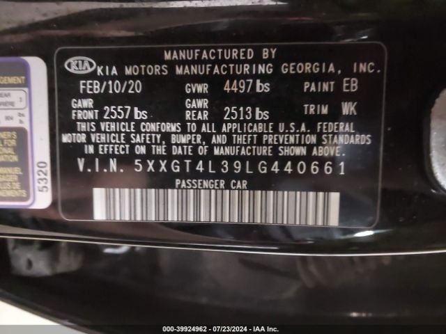 5XXGT4L39LG440661 KIA Optima Se