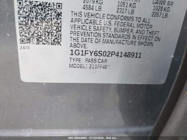 1G1FY6S02P4148911 Chevrolet Bolt Euv Fwd Lt