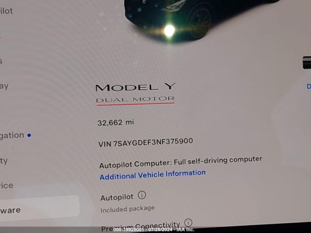 7SAYGDEF3NF375900 Tesla Model Y Performance Dual Motor All-wheel Drive