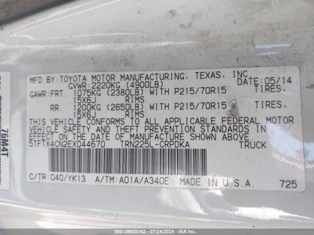5TFTX4CN2EX044670 Toyota Tacoma