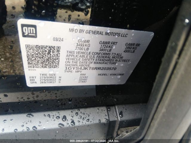 1GYS4JKT6RR203570 Cadillac Escalade Esv 4wd Luxury