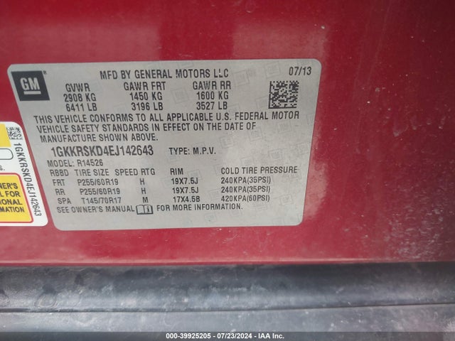 1GKKRSKD4EJ142643 GMC Acadia Slt-2