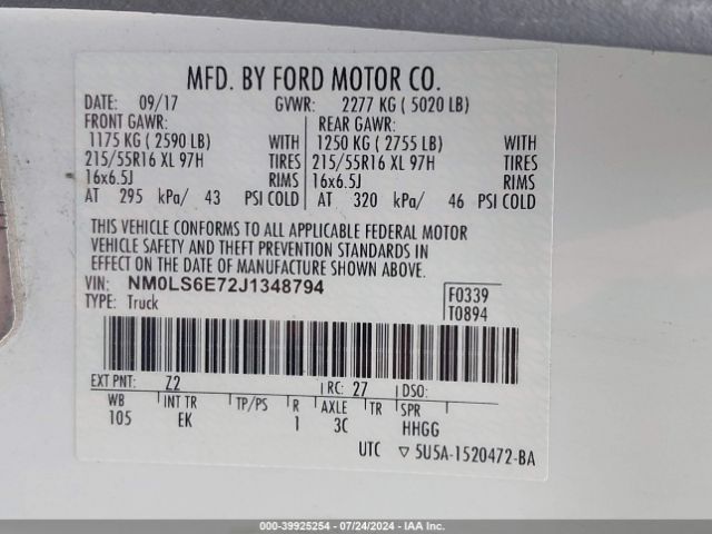 NM0LS6E72J1348794 Ford Transit Connect Xl