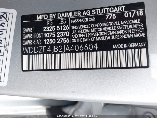 Mercedes-Benz E 300 2018 WDDZF4JB2JA406604 Image 9
