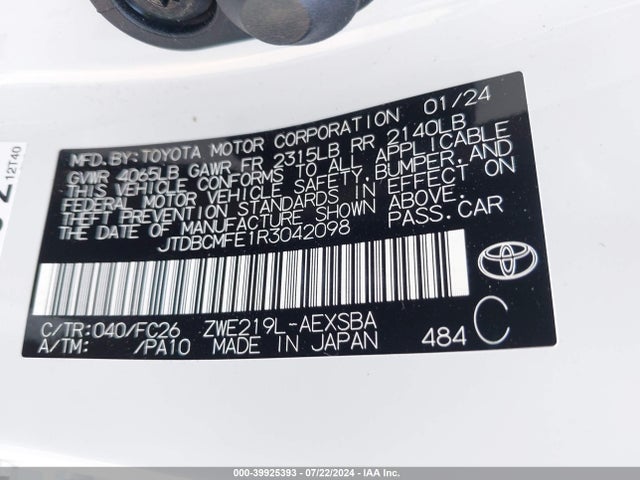 Toyota Corolla Hybrid Se 2024 JTDBCMFE1R3042098 Image 9