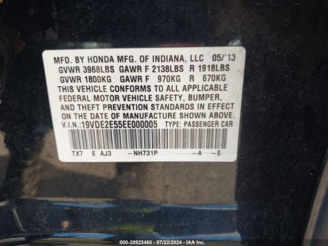 19VDE2E55EE000005 Acura Ilx 2.4l