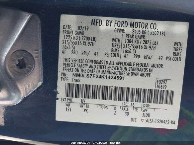Ford Transit Connect Xlt 2019 NM0LS7F24K1424591 Image 9