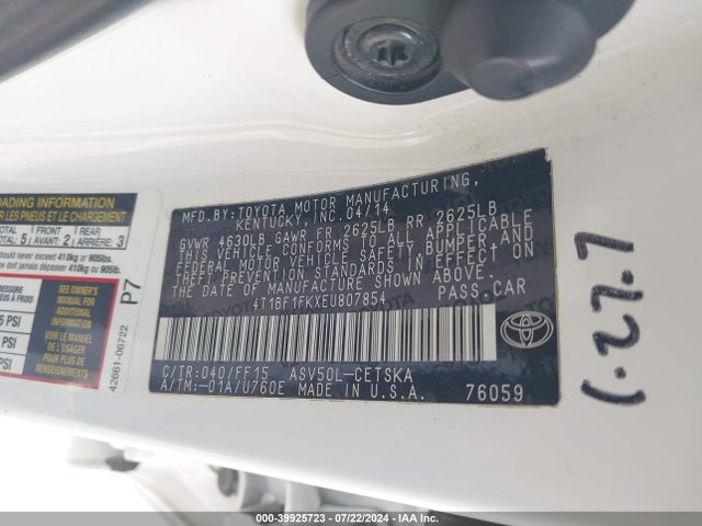 Toyota CAMRY SE 2014 4T1BF1FKXEU807854 Image 9