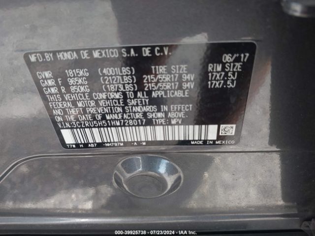 3CZRU5H51HM728017 Honda HR-V EX