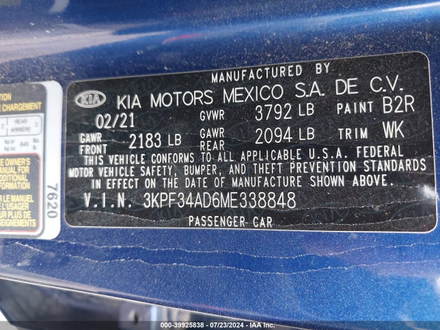 KIA Forte Gt-line 2021 3KPF34AD6ME338848 Image 9
