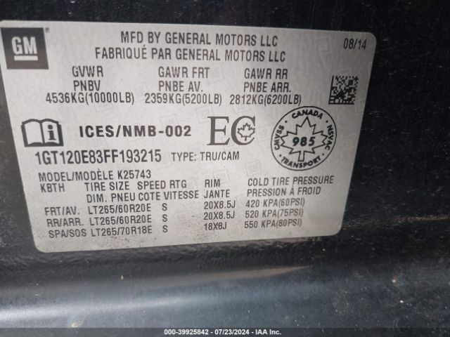 1GT120E83FF193215 GMC Sierra 2500hd Denali