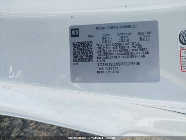 1G1FD3DX9P0129705 Chevrolet Camaro Rwd  2lt