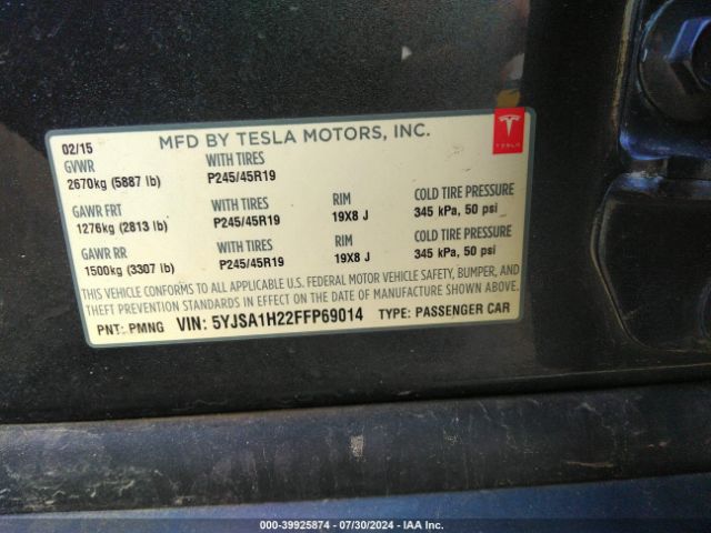 5YJSA1H22FFP69014 Tesla Model S 70d/85d/p85d